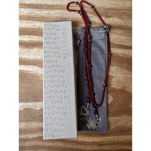 Silpada Garnet Lariat Cross & Heart Pendant Necklace With Box & Pouch